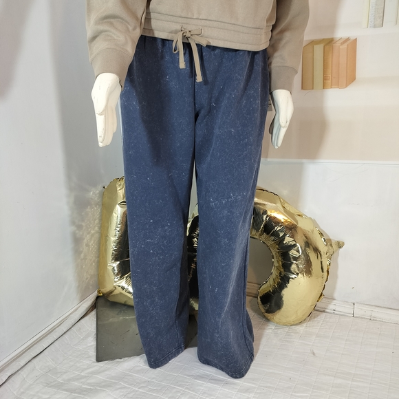 Faded Rose Denim - Blue Wide-Leg Pants